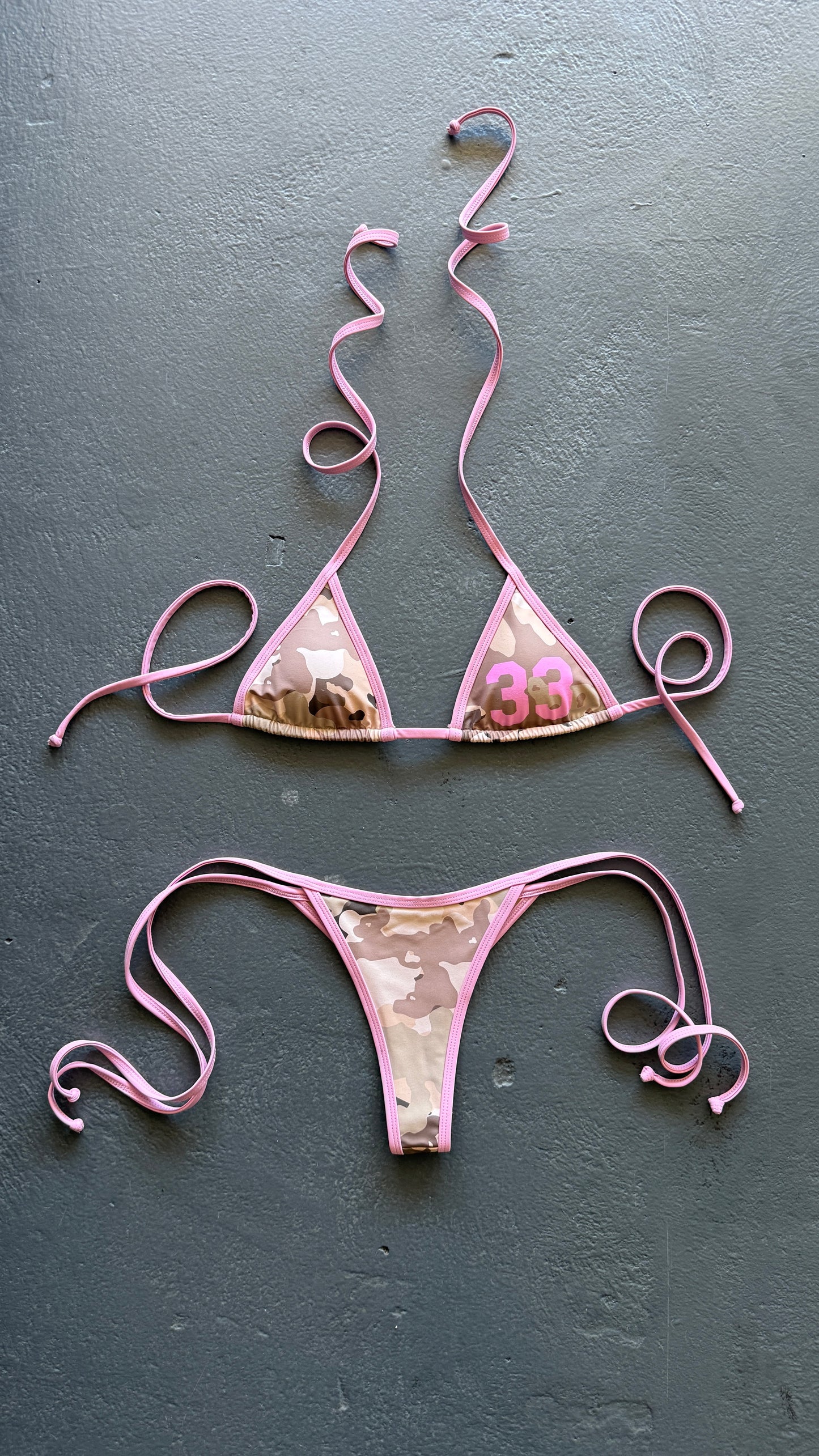 "33" CAMO BIKINI IN BUBBLEGUM PINK